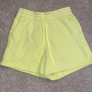 High waisted lime green Lululemon shorts
